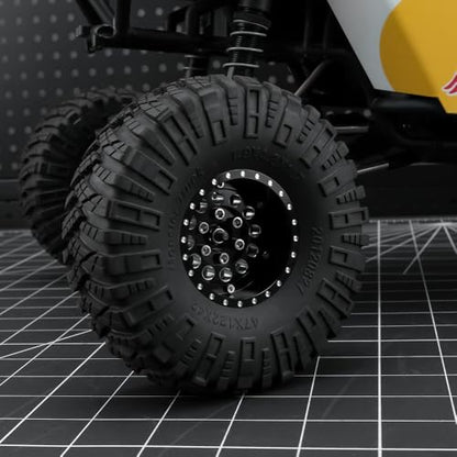 4PCS/Set 1.9" Aluminium Beadlock Wheel Tire Set with Foam Insert for 1/10th AXIAL SCX10 TRX4 Gen8 SCX10-II AXI90046,SCX10-III,D90 RC Crawler Truck Car Upgrade (Black) - color: Black