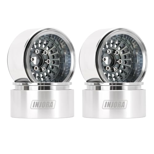 INJORA Turbine 1.9" Aluminum Wheel Offset -10mm for 1/10 RC Crawler (Grey) - color: Grey