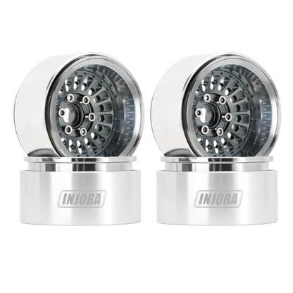 INJORA Turbine 1.9" Aluminum Wheel Offset -10mm for 1/10 RC Crawler (Grey) - color: Grey