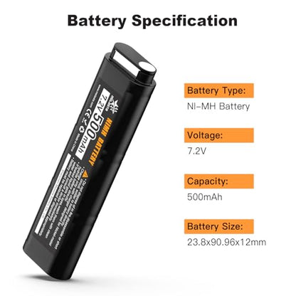 melasta 7.2V 500mAh Ni-MH Airsoft Battery, Replacement for CYMA AEP Airsoft | Compatible with CYMA CM030, CM121, CM122, CM123, CM125, CM126, CM127, Marui 18C, P8, AEG M81, M84 and TM AEP airsoft guns