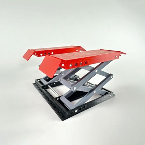 Simhoa RC Car Work Stand,RC Miniature Lifting Platform, Portable,for 1/18 Scale Crawler,Manual Lift Table Repair Workstation, Red Black