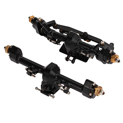 RiToEasysports Portal Axle Kit, CNC Aluminum Alloy Front Rear Assembly with Hardened Steel Gears for Axial SCX24 1/24 RC Crawler Car - color: Black