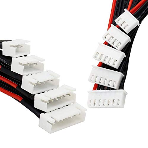 2S/3S/4S/5S/6S Battery Balance Charger Silicone Wire Extension Lead JST-XH Connector Adapter Plug Battery Wire Balance Leads Extension Cable for Li-Po Batteries 200mm 22AWG(Each Size 2pcs)