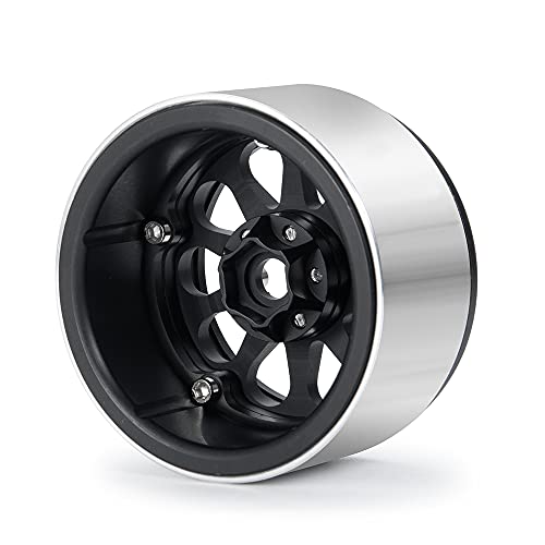 Benedict Harry 4Pcs Alloy 2.2" Beadlock Wheel Rims for 1:10 RC Rock Crawler Axial SCX10 RR10 Wraith 90048 90018 TRX4 12mm Hex (Black) - color: Black