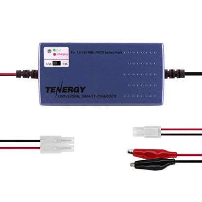 Tenergy Smart Battery Charger for NiMH/NiCd 7.2V-12V 6S-10S Battery Packs, Compatible with Standard Tamiya/Mini Tamiya/Alligator Clip Connector for RC Cars, Airplanes, Airsoft Batteries