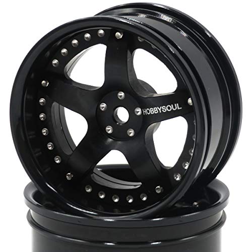 2pcs RC 1/10 Aluminum Alloy Wheel Rims Hex 12mm Adjustable Offset Black Color Fit 1:10 RC On Road Drift Touring Car Tires - color: Black