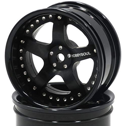2pcs RC 1/10 Aluminum Alloy Wheel Rims Hex 12mm Adjustable Offset Black Color Fit 1:10 RC On Road Drift Touring Car Tires - color: Black