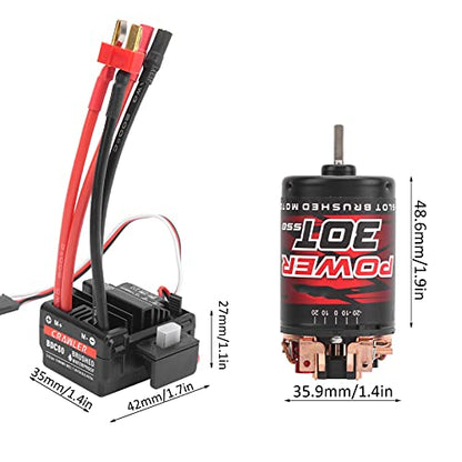 3 - Slot 550 Brushed Motor with 80A ESC Replacement Set, 30T High - Torque RC Motor for 1/10 1/12 Crawler, Includes Silicone Wires and Manual for Remote Control Car