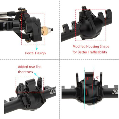 MEUS Racing +4mm TRX4M Portal Axles with Lay Down Servo Mount for Traxxas 1/18 TRX4M RC Crawler
