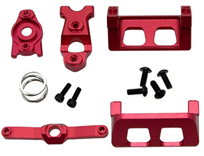 Upgrade Compatible with Traxxas 1/16 E-REVO Mini Slash Rc Car Body Post Mount & Skid Plate & Axle Carriers Knuckle Arm & Suspension Rocker Arms & Steering Full Set Aluminum Alloy Parts(Red) - color: Red