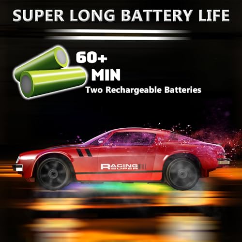 Remote Control Car RC Drift Car 2.4GHz 1:24 4WD 15KM/H High Speed Racing Sport Car with LED Lights Drifting Tire Racing Sport Toy for Adults Boys Girls Kids Gift - color: Red