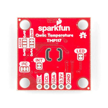 SparkFun High Precision Temperature Sensor - TMP117 (Qwiic) | Programmable temp alert limits Operating voltage 1.8V-5.5V 16-bit resolution NIST traceability Maximum range -55°C to 150°C