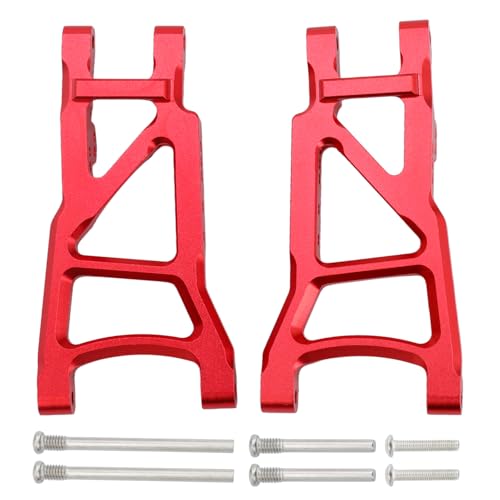 Aluminum Rear Suspension A-Arms Set Upgrade Parts for Traxxas 1/10 Slash 2WD RC Car (Red) - color: Red