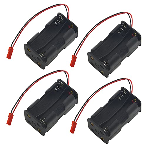 4 Pack Battery Holder 4 Cell AA Battery Container Holder Case with JST Plug Connector for RC Car Truck Airplane
