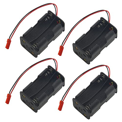 4 Pack Battery Holder 4 Cell AA Battery Container Holder Case with JST Plug Connector for RC Car Truck Airplane