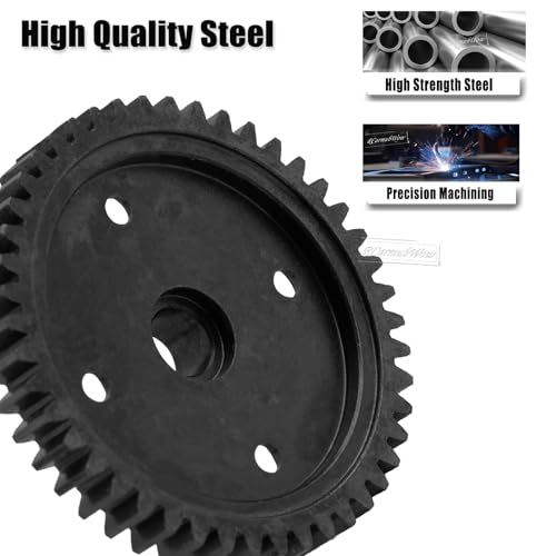 RC M1 46T Spur Gear Big Gear Upgrades Part for 1/8 Sledge 4WD #95076-4,Harden Steel 46T Main Gear Hops Up for Sledge Monster Truck