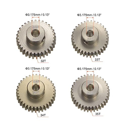 HARFINGTON 48P Hardened Pinion Motor Gear Set 4pcs 32T 33T 34T 35T Fit 1/8 inch RC Motor Shaft 48 Pitch 7075 Aluminum Gears for RC Car, with Hex Key - style: 32T 33T 34T 35T