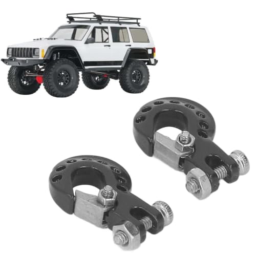 RC Car Tow Hook and Trailer Chain Set, Metal Recovery Style Scale Accessory for 1/10 RC Crawler SCX10 D90 D110 TF2 TRX4 - color: Black