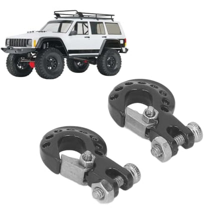 RC Car Tow Hook and Trailer Chain Set, Metal Recovery Style Scale Accessory for 1/10 RC Crawler SCX10 D90 D110 TF2 TRX4 - color: Black