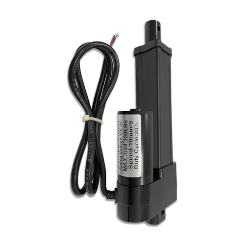 4" (100mm) Stroke 12V Silent Electric Linear Actuator Black | 330lbs (1500N) Load Capacity, IP55 Waterproof - color: Black, size: 4"
