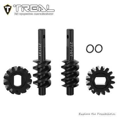 TREAL Harden Steel 2/13T & 2/16T Axle Overdrive Worm Gear Set for 1/30 Axial SCX30 - size: 2T/13T 2T/16T