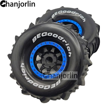 1/7 1/8 RC Off Road Truck Wheels 17mm Hex And Tires OD 5.5" Short Course Snow Sand Tyres For 1:7 1:8 Scale Buggy Truck Car TRAXXAS UDR FS Atom ARRMA Mojave 6S EXB YK4072 DF7 TB7 4PCS (Blue)