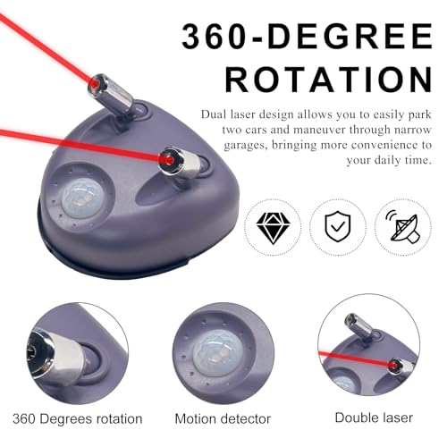Dual Laser Garage Parking Assist Guide, 360-Degree Adjustable Wider Angles Garage Parking Sensor with AC Adapter, Park Assistant Guide System Car Stop Indicator for Automotive