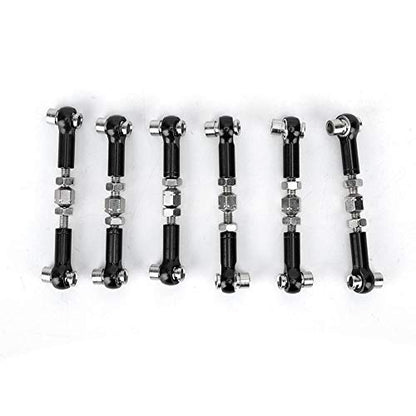 RC Servo Links, Adjustable Tie Rods Steering Linkage Set for 1/10 1/12 Scale RC Cars, Trucks, Buggies Compatible (Black)