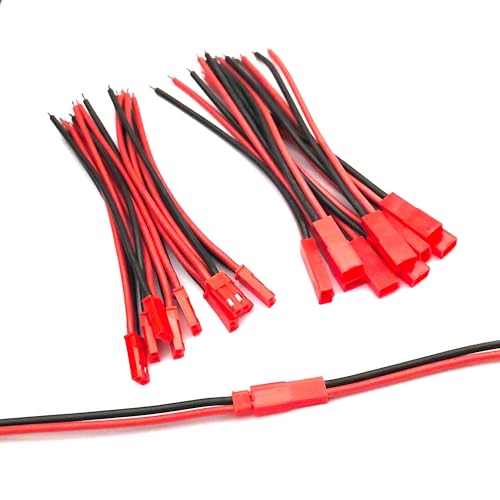 10 Pairs JST SYP 2 Pin Plug Connector Male Female Plug with 20 AWG Soft Silicone Cable Wire for RC Toys Battery LED Lamp Strip