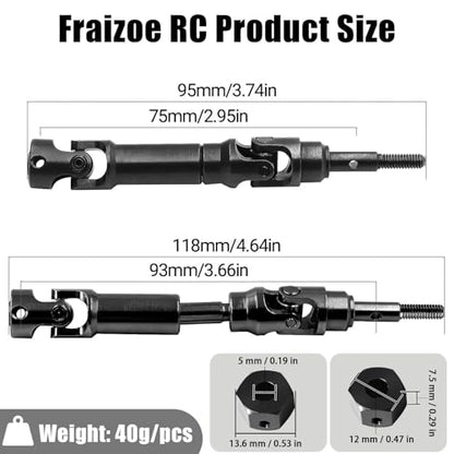 45 Steel CVD Universal Joint Drive Shaft Front Rear and Wheel Hex Set for Traxxas 1/16 Mini Maxx 4WD RC Truck 107154-1 - Upgrade Replacement for Parts 10750, 10750X, 3654 (Black)