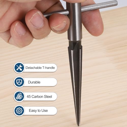 uxcell 2Pcs t Hand Tapered Reamer Tool, 1/8"-1/2" (3-13mm) & 3/16''-5/8'' (5-16mm) 6 Fluted Chamfer Reaming Tool Metal Taper Reamers for Woodworker Guitar Luthier Deburring Tools