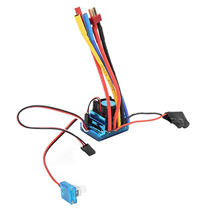 80A Brushless ESC Electric Speed Controller, Waterproof Brushless ESC for 1/10 1/12 RC Car and Boat, Sensorless Compatible with 2-3S LiPo Battery, T Plug and 4mm Banana