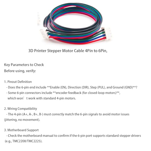 4 Pcs 3D Printer Stepper Motor Cable 4Pin to 6Pin, 1000mm XH2.54 Stepper Motor Wire for Nema 17 Stepper Motors, - style: 4Pcs Stepper Motor Cable 1M