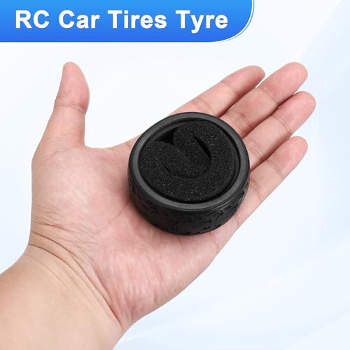 uxcell 4Pcs Soft Rubber RC On-Road Car Tyres D19-Type Sponge Inside for RC 1/10 HSP Tires Scale Touring On-Road Racing DIY Model Car- 62mm(2.44") OD x 26mm(1") Width, Black