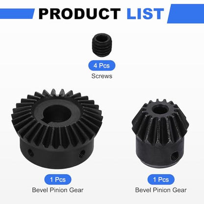 uxcell 2Pcs Tapered Bevel Gears Set, 1.5 Mod 1:2 (15T/30T) Harden Steel Straight Bevel Gear, 90 Degree Steering Motor Gears, (6/14mm Shaft Hole with Keyway) - size: 6/14mm