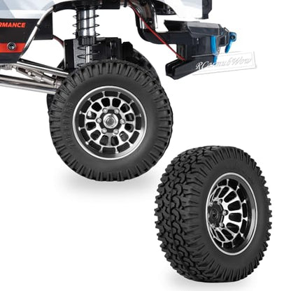 1.55 Inch Aluminum Alloy Beadlock Wheel and Tires for Tamiya AX90069 D90 TF2 CC01 CC02 1/10 RC Crawler Car,1.55 Beadlock Tires RC Rims,Soft Rubber All Terrain Tyre Metal Rims,Black - color: Black(4pcs)