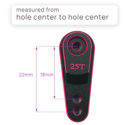 Aluminum 25T Servo Horn for 1/10 SCX10 Traxxas TRX4 RC Crawler(Black Red) | 25 Teeth Steering Servo Arm,Hi-Torque,Axial Tamiya 1/10 Scale,CNC Machined,High Strength,Precision Fit - color: Black Red