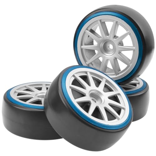 1/10 RC Hard Plastic Drift Tires & Wheel Rims 12mm Hex 10-Spoke & 1/10 RC Drift Tire Hard Plastic Tires & 12mm Hex Hub Wheel Rims