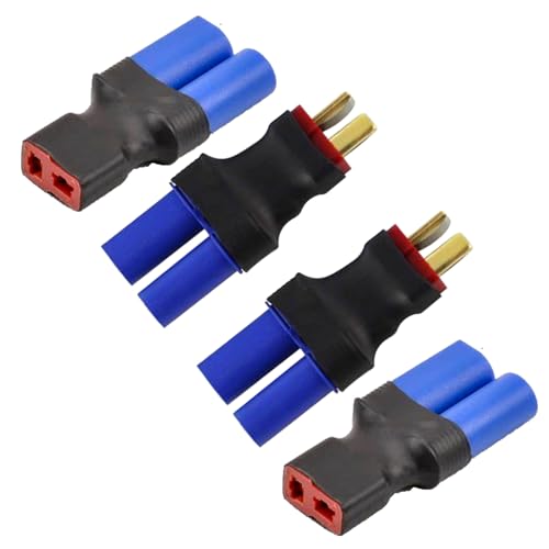 2pcs T-Plug Male Connector to EC5 Female Connector Adapter and 2pcs T-Plug Female Connector to EC5 Male Connector Adapter for RC LiPo Battery FPV DIY Models