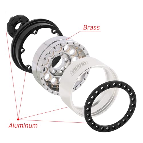 INJORA 1.9" 150g Brass & Aluminum -10mm Offset Wheels for 1/10 RC (Silver) - color: Silver
