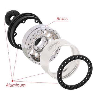 INJORA 1.9" 150g Brass & Aluminum -10mm Offset Wheels for 1/10 RC (Silver) - color: Silver