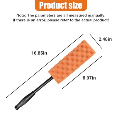 Craedli Soft Foam Wheel Brush, Car Detailing Rim Cleaner Tool (Orange) | Non-Scratch Wavy Sponge Head, Long-Reach Wheel Scrubber Brush, Ergonomic Grip Handle, Versatile Deep Cleaning Application - color: Orange