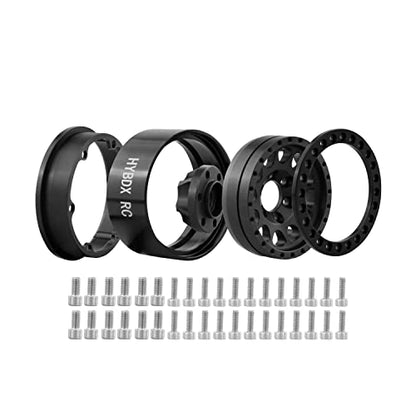 1.9 Inch Aluminum Alloy Beadlock Wheel Rim Hub 4pcs Suit for 1:10 RC Crawler Axial SCX10 SCX10 II TRX4 RC4WD D90. (Black) - color: Black