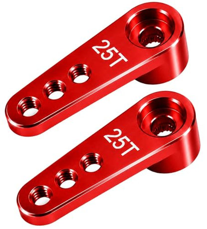 2PCS 25T Aluminum Servo Horn, 3-Hole RC Steering Arm for Futaba Savox MG995 | CNC Aluminum Servo Arm M3 Thread Adjustable Linkage 12mm 16mm 20mm Positions 1/8 1/10 RC Power HD MG996 Crawler Buggy Truck - color: Red