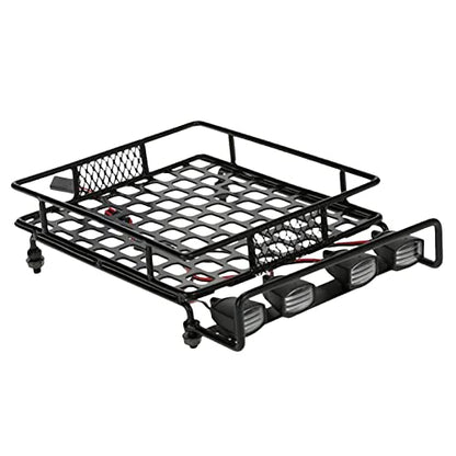 misppro Metal Luggage Roof Rack W/LED Light for 1/8 1/10 RC Rock Crawler Car Truck