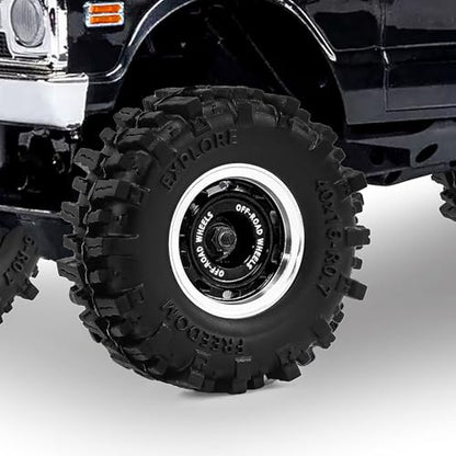 0.7" Aluminum Beadlock Wheels and Tires Set for 1/30 Axial SCX30 RC Crawler – Upgrade Parts (Black-296) - color: Black-296