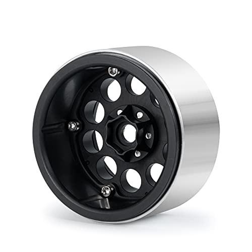 Aluminum 2.2" Beadlock Wheels Rims 35mm for 1/10 RC Crawler Truck Car SCX10,SCX10-II,TRX4,Wraith,4PCS (Black) - color: Black