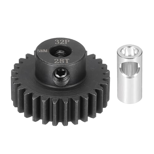 MECCANIXITY Steel 32P Gear Set with Gear Adapter 28T 5mm Shaft Motor Gears for RC Vehicles Truck Drift Car Part, Black - size: 28T