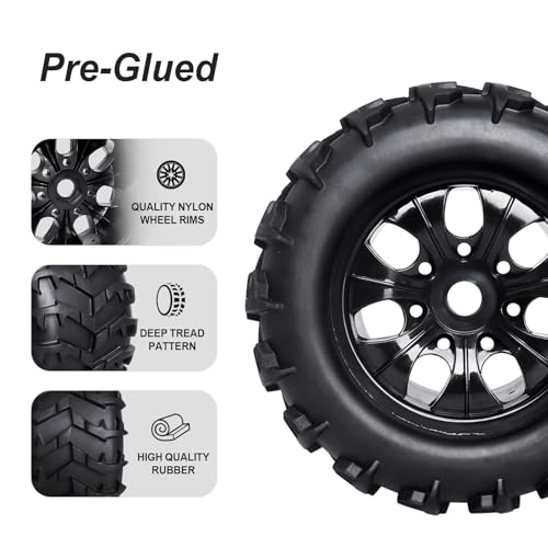 HobbyPark 3.2 17mm Hex RC Monster Truck Wheels and Tires Set for 1/8 Scale Arrma Kraton 6s Notorious Traxxas Maxx Tmaxx E-Revo 2.0 3.3 HPI Savage