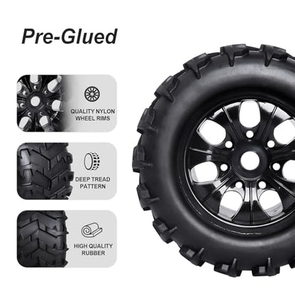 HobbyPark 3.2 17mm Hex RC Monster Truck Wheels and Tires Set for 1/8 Scale Arrma Kraton 6s Notorious Traxxas Maxx Tmaxx E-Revo 2.0 3.3 HPI Savage